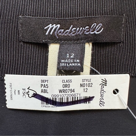 Madewell Skirt Wool-Blend Mini Pinstripe Italian Fabric Almost Black 12 NWT New - Picture 9 of 12